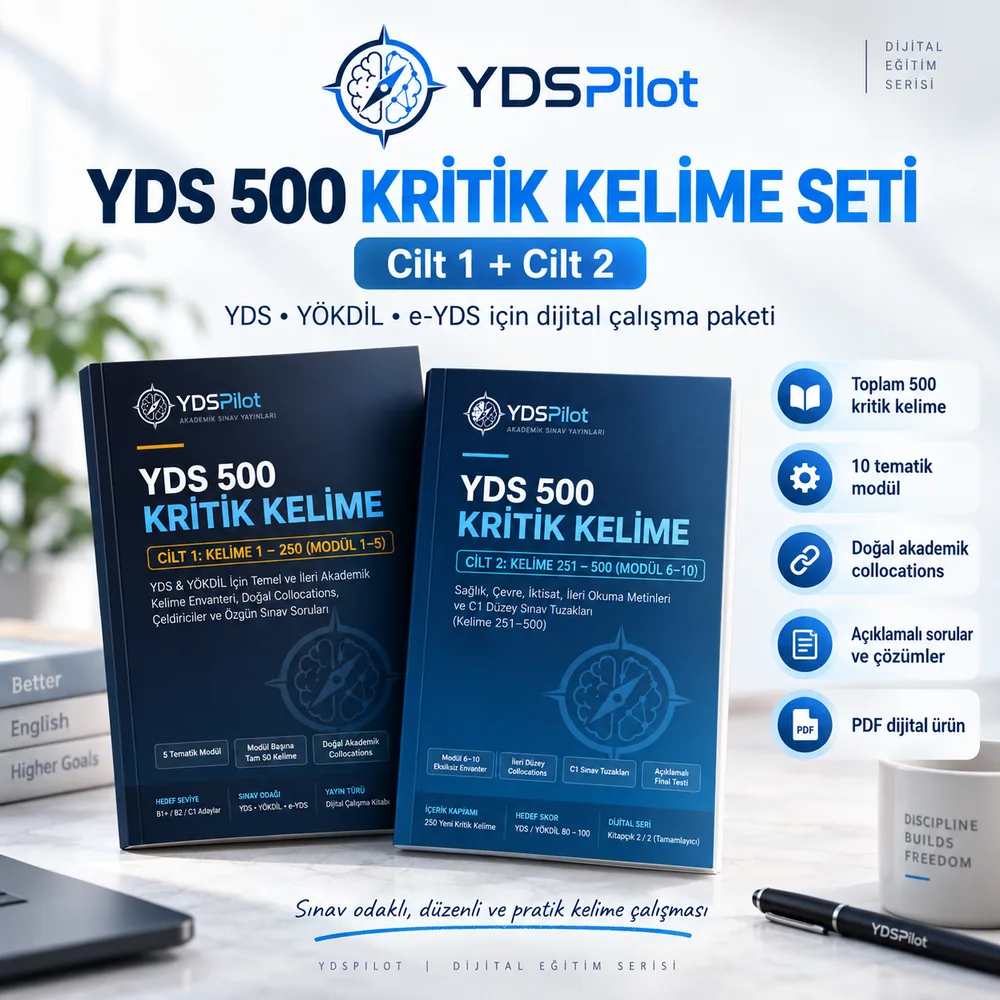 YDS 500 Kritik Kelime dijital çalışma seti tanıtım görseli