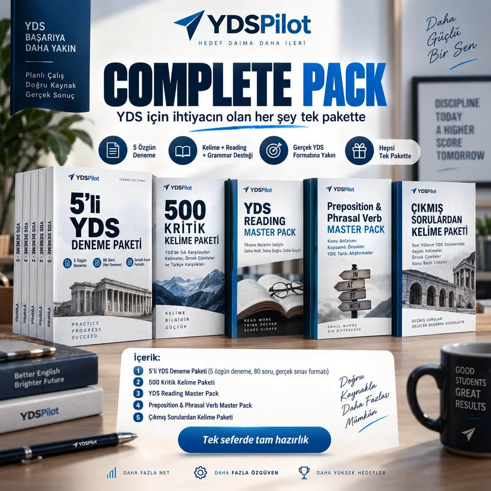 YDSPilot Complete Pack içindeki beş dijital paketin tanıtım görseli