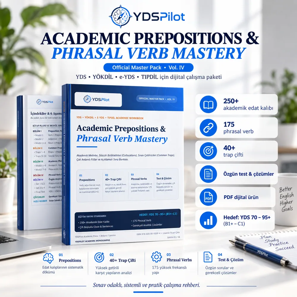 YDS Preposition ve Phrasal Verb dijital paket tanıtım görseli