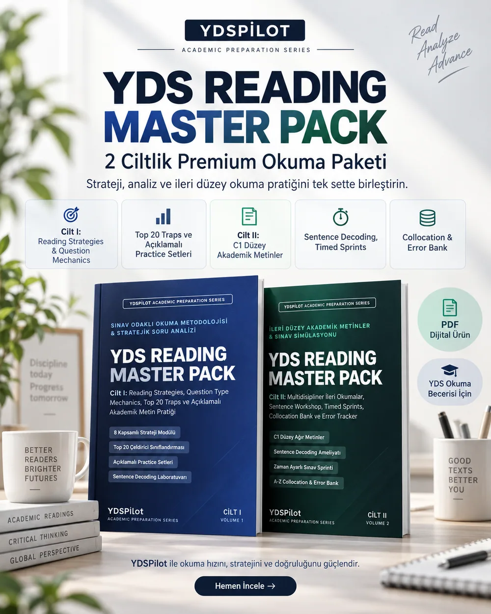 YDS Reading Master Pack dijital okuma paketi tanıtım görseli